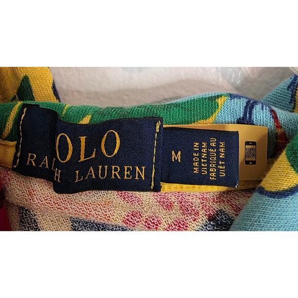 Polo Ralph Lauren Logo Hoodie Vivid Florals Men's Size M 100% Cotton Hawaiian - Picture 2 of 7